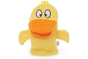Isabelle Laurier - Gant de Toilette Amusant pour Enfant 100% Coton - Gant de Bain éponge pour bébé - Modèle Canard, Jaune