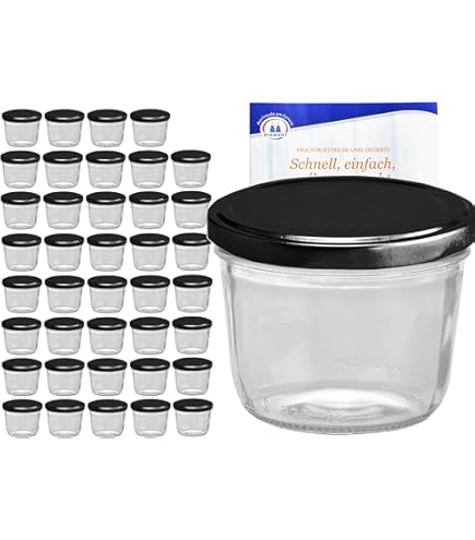 MamboCat 12-delige set jampotten van 435 ml met rood geruit TO82-deksel, inclusief Diamant-Zucker Gelierzauber receptenboekje (Duitstalig