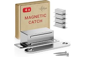 LouMaxx Magnetisk näpp stark – hållkraft 4 kg – set om 4 i rostfritt stål – dörrmagnet – skåpmagnet – möbelmagneter – rör mag