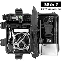 LC-dolida Survival Kit 15 in 1, Außen Notfall Survival Kit,Camping, Bushcraft, Wandern, Jagd und Ihr Outdoor Abenteuer