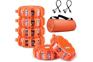 MUGUST Rechargeable USB C Gyrophare Balise De Signalisation Lumineuse LED avec 9 modes Lampe d'Avertissement Clignotant Eclairage d'urgence Voiture,Type C chargeur clignotant lumière d'avertissement (6)