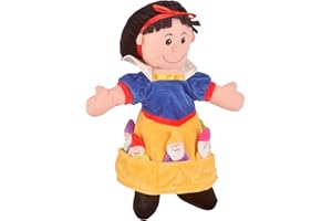 FIESTA CRAFTS LTD Snow White Hand Puppet & 7 Dwarfs Finger Puppets by Fiesta Crafts - Soft, Cuddly, & Embroidered Role Play Toys for Ages 2-9 to Enhance Imagination & Communication Skills