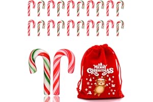 XIONGHONGLONG 20 Stück Weihnachts Zuckerstangen Essbar, Weihnachts Süßigkeiten, Candy Canes, Zuckerstangen Weihnachtsbaum, Süßigkeiten Adventskalender, Einzeln Verpackt