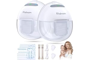 KISDREAM Milchpumpe Elektrisch Tragbar Freihändig Brustpumpe Elektrische Milchpumpe mit 2 Modi & 9 Stufen Handsfree GeräUscharm Electrical Breast Milk Pump Portable 24mm Weiß inklusive