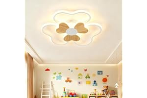 ‎BLMYL BLMYL LED Deckenleuchte Kinderzimmer Lampe Decke 36W Deckenlampe Kinderzimmer Dimmbar Blumenform Holz mit Fernbedienung 3000K-6000K, 42CM Lampe kinderzimmer Deckenleuchte für Wohnzimmer, Schlafzimmer
