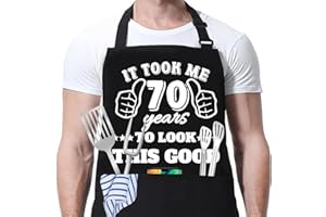 JOUWUI 40th 50th 60th 65th 70th 75th Birthday Gift for Men, Cooking Grilling BBQ Chef Aprons With 3 Pockets, Kitchen Gift