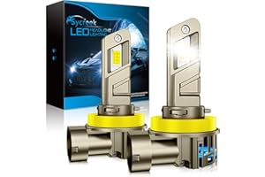 Sycreek Lampadine H11 H8 H9 LED Fari per Auto,28000LM 6500K Bianco Plug & Play Led H11 600% Luminosità 1:1 Mini Dimensioni,2 Lampadina h11