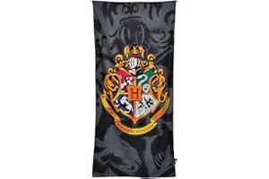 Elbenwald Harry Potter Potter Serviette de Plage avec Poudlard Maisons de Poudlard Habitation Motif 90x180cm Gris