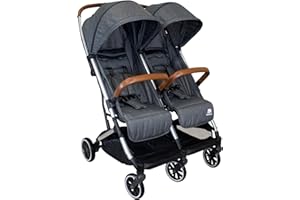 Deryan Rolo X2 Pushchair Buggy 2 in 1 - Buggy Small Foldable - Birth to 4 Years - Baby Pram per Seat Maximum Load 22 kg - Children's Buggy Foldable - Compact and Foldable - Grey