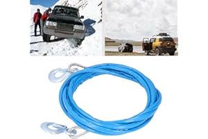 Wakects Corda Cavo da Traino, Cavo Traino Auto Acciaio con Ganci, Fune da Traino con Portata Fino a 7000 kg, per Auto, Fuoristrada e Mini Camion, 12 mm x 5 m, Blu