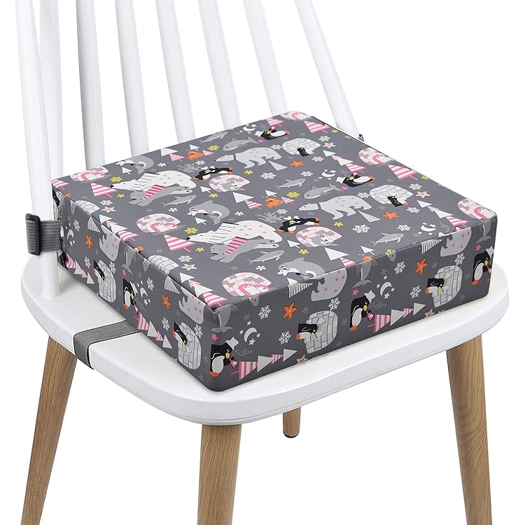 Rehausseur Chaise Enfant Coussin Lavable - Motif Animaux, 2 Sangles De Sécurité - 33x33x8 Cm