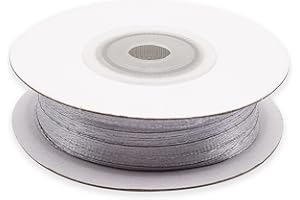 DECORAPARTY Nastro Argento in Raso da 3 mm Rotolo da L 50 metri Nastrino per Idea Regalo Matrimonio Battesimo Comunione Natale Capodanno Bomboniera, Bobina