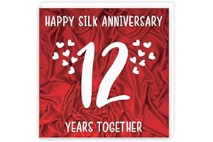 Hunts England - 12th Wedding Anniversary Card - Silk Anniversary - Iconic Collection - Fun Cute Anniversary Card - For Him, Her, Couples