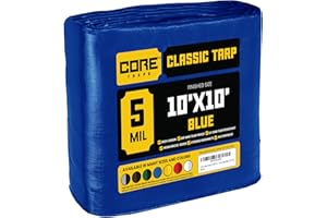 Core Tarps telo impermeabile esterno(105 g/m2|10′ X 10′ | 3m X 3m,Blu)5 Mil protective tarpaulin | tent cover | Telo con occhielli resistente ai raggi, UV, antistrappo.