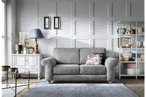 Abakus Direct 2 Seater Sofa - Elegant Ingrid Two Seater Sofas for Living Room with Soft Luxury Braided Chenille Fabric | Sophisticated Living Room Furniture in Luscious Steel Grey | 194Wx95Dx90H