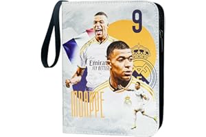 Oirigaga Fussball Sammelkarten Album mit 4 Taschen 50 Hüllen und Reißverschluss Tragegriff für 400 Karten, Fußball Karten Sammelalbum Sammelmappe Sammelheft, 3-Ring Sport Karten Heft Ordner Mappe