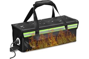 Mejasg Ebike Akku Tasche Feuerfest mit Reißverschluss & Klettverschluss, Feuerfeste&Wasserdichte & Explosionsgeschützte Lipo Safe Bag mit Reflexstreifen & Tragegriff, Feuerfeste Akku Tasche für E-Bike