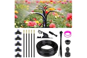 LASTOOLS 360° Adjustable Garden Irrigation System, Garden Irrigation Hose Kit 5 m with 5 Nozzles, Drip Irrigation Misting Cooling System for Balcony, Raised Bed, Greenhouse and Patio Plants