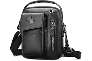 BAIGIO Bolso Hombre Bandolera de Piel Bolso Mano Hombre Vintage Bolso Hombre Pequeño Bolso de Hombro Bolso de Cartera para Negocios, Trabajo, Viaje, Vida Cotidiana