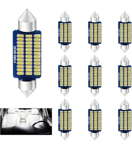 Kit 10 Ampoules LED Intérieur Voiture 41mm + Tournevis - 12V 3W, Blanc 6500K - Compatible Avec La Plupart Des Véhicules