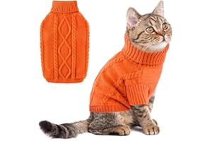 ALAGIRLS Pull classique en polaire pour chien, chiot, chat, col roulé pour l'hiver, vêtements pour animaux de compagnie, vêtements pour chihuahua, orange, taille S