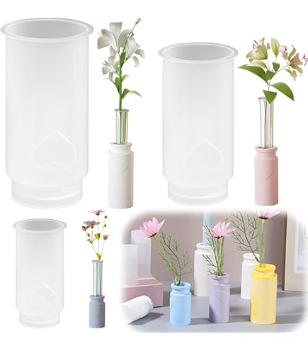 2 Silikonformen Für Vasen + 3 Acryl Reagenzgläser - DIY Hydroponik Set