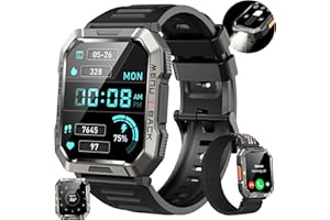 Baolubao Reloj Inteligente Hombre, Smartwatch Hombre con Linterna y Brújula, Smartwatch con Llamadas Bluetooth, Batería Grande de 900 mAh, 100+ Modos Deportivos, Pulsera Actividad Impermeable IP68