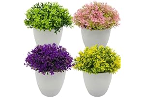 Fycooler Planta Artificial con Maceta - Hierba Flores Artificiales Decoracion, Plantas Artificiales Decorativas en Maceta-Flor Falsa Pequeña Planta para Casa Sala de Estar,Oficina,Balcón,Jardín