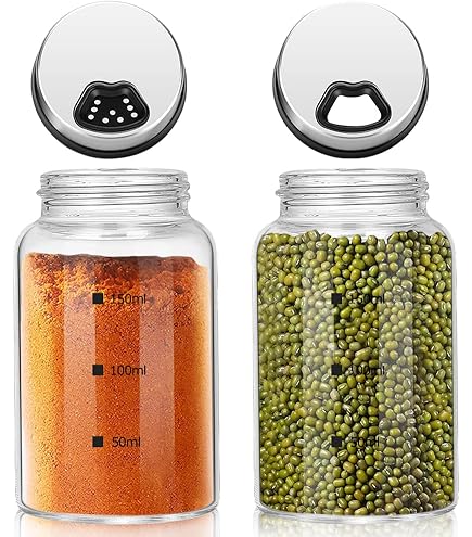 Lot De 8 Pots à épices En Verre Avec Couvercle Verseur, Shaker à Assaisonnement, Bouteilles En Verre, Salière Et Poivrière, Avec Broyeur Cadeau, Convient Pour La Maison, La Cuisine, Le Barbecue
