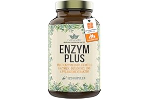 ‎NATURALIE GESUND ESSEN, GESUND LEBEN naturalie® Enzym Plus Kapseln | 16 Enzyme | Betain-HCL und 4 Pflanzenextrakte | magensaftresistent | ohne unnötige Zusätze | schadstoffgeprüft im Labor | 120 Kapseln im Braunglas