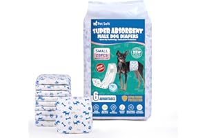 Pet Soft Pañales Desechables para Perros, 20 Unidades, para Perros Macho, Altamente absorbentes, con indicador de Humedad y a Prueba de Fugas (S-20 Unidades)