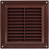 Kunststoff-Lüftungsgitter 150x150 Mm – Braun, Mit Insektenschutz, Für Wand Oder Decke