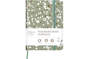 Rileys & Co. Quaderno Password con Pagine in Ordine Alfabetico (20 x 15 cm), Libro delle Password per Ricordare Login, Sito Web, Username e Molto Altro, Rubrica Passoword per Smemorati