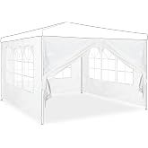 Relaxdays Side Gazebo, Set of 4, 2 x 3 m, Gazebo Walls, Window and Zip, Waterproof, PVC and PE Plastic, White