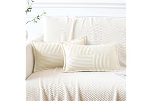 Artscope Lot de 2 Boho Housse de Coussin en Velours Côtelé Croisé Canapé Taie d'oreiller en Velours Douce pour Maison Salon Chambre Decorative Beige 30 x 50 cm