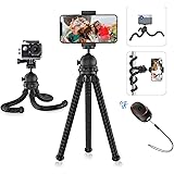 Phone Tripod, Flexible Tripod with Bluetooth 5.0 Remote Shutter & 360° Rotation, Portable Camera Tripod Stand for Selfies/Vlo