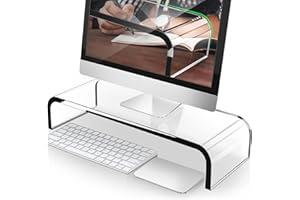 AboveTEK Wysokiej jakości akrylowy stojak na monitor, niestandardowy rozmiar, stojak na monitor / stojak komputerowy do domowego biura biznesowego z solidną platformą, stojak biurkowy do