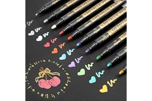 Alitastro Metallic Marker Pens 10 Assorted Colors Medium Bullet Tip Paint Pens for Scrapbooking, Rock Painting, Black Paper, DIY Photo Album, Card Making, Paint Marker for Art and Craft