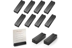 Auauraintt 10 STK Kartenhalter Holz, Tischkartenhalter Buchenholz,Fotokartenhalter aus Holz für Hochzeiten, Bankette und Partys, Menükartenhalter Fotohalter Postkartenhalter (Schwarz)