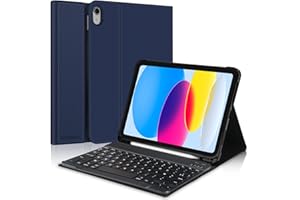 JADEMALL Clavier Coque pour iPad 10eme Generation 2022, AZERTY Clavier Détachable Magnétique Bluetooth avec Fente pour Stylo pour iPad 10 Génération 2022, Bleu