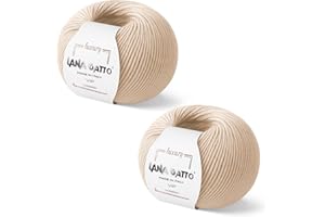 KALAPANTA 2 Ovillos de cachemira y lana merino extrafina, Lana Gatto Vip Line, 100 gr, 400 mt, (Beige - 10011, 2)