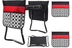 FIAMER Kniehocker mit Griff Gartenhocker Gartenhocker Klapphocker Gartenblumen tragbarer Kniebank Gartenarbeit Gartenbank Klappbar Gartenhocker mit Arbeitstaschen Erntebank Knieschutz Bank (Schwarz)