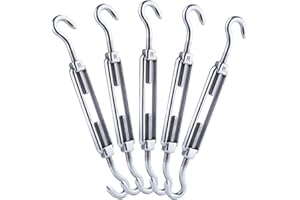 Eyourlife Tendeur cable inox, 5 Pièces Tendeur cable, Tendeur de Fil Inoxydable 304, Pour Fil a linge, Cable Acier, Corde Acier (M6 Hh, Crochet et Crochet)