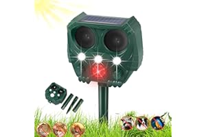 GADSDEN AND CULPEPER Cat Repellent, Garden Cat Deterrents, Ultrasonic Animal Repellent, USB & Solar Powered Waterproof Outdoor Animal Repeller, Motion Sensor and Flashing Light Pest Repeller, Squirrels Cats Rats