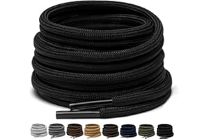 Puzeam 2 paires de lacets ronds de 4 mm pour bottes, lacets de sécurité pour chaussures de randonnée en extérieur, lacets solides pour baskets