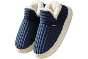 Donpapa Hausschuhe Damen Herren Winter Warme Plüsch Corduroy Geschlossen Pantoffeln Memory-Schaum Antirutsch Slippers Indoor Outdoor