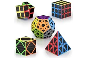 ROXENDA Magiczna Kostka, Speed Cube Set 2x2 3x3 Piramida Dodecahedron Skewb Magiczna Kostka Prędkości Zestaw (Włókno węglowe)