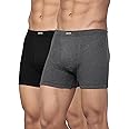 Levi's 010 Men's Pure Cotton Solid Boxer Brief - Mid Rise, Inner Elastic Waistband (Pack of 2)