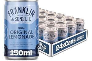 Franklin & Sons 1886 Original Lemonade | 24 x 150ml Can Case | Traditional Recipe | Founded 1886 | Sharp, Sweet And Crisp | Fresh Lemon Taste | Premium Mixer | Fizzer for Longer | Lemonade Cans