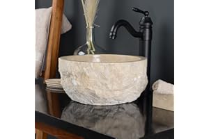 ‎WOHNFREUDEN wohnfreuden 30 cm Waschbecken aus Marmor creme klein Badezimmer Naturstein Stein Waschschale
